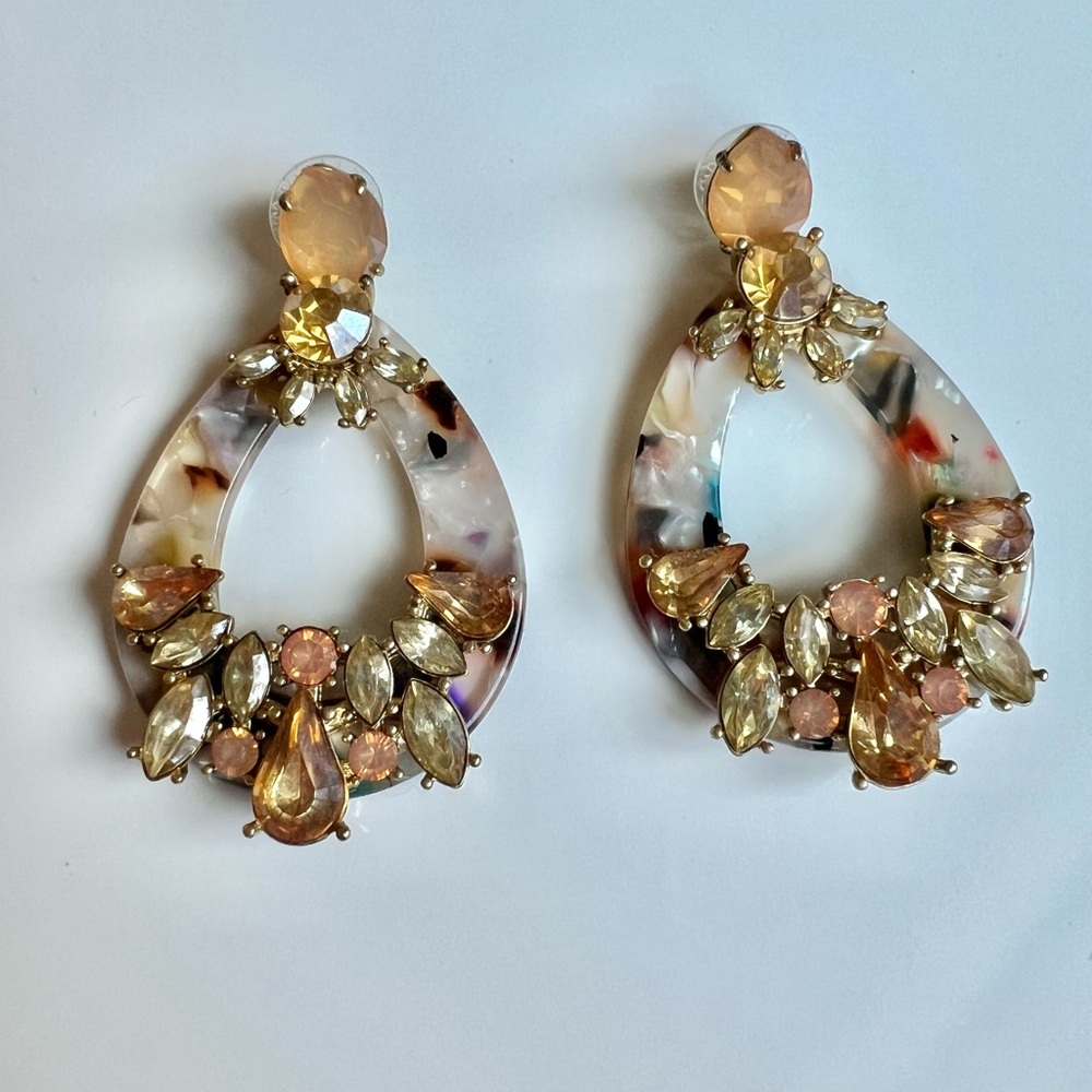 Elegant Gold and Cream Statement Earrings